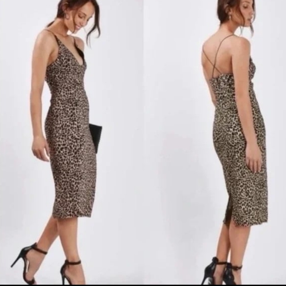 Topshop Leopard Print Midi Dress